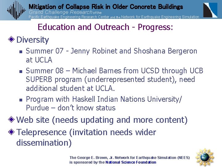 Mitigation of Collapse Risk in Older Concrete Buildings Grand Challenge Research of the Pacific