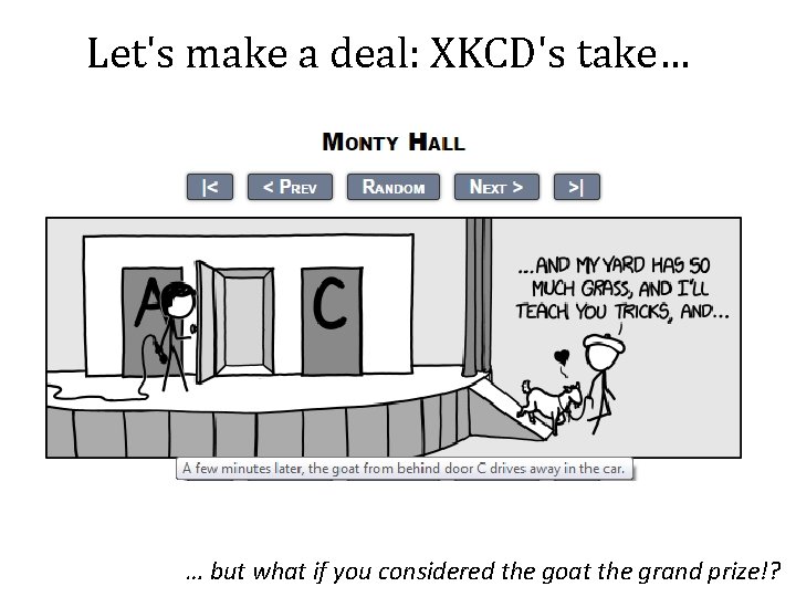 Let's make a deal: XKCD's take… Monty inspiring the Monty Hall paradox … but