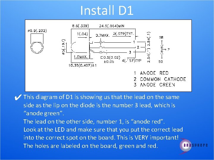 Install D 1 ✔ This diagram of D 1 is showing us that the