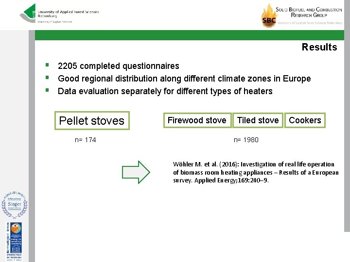 Results § 2205 completed questionnaires § Good regional distribution along different climate zones in