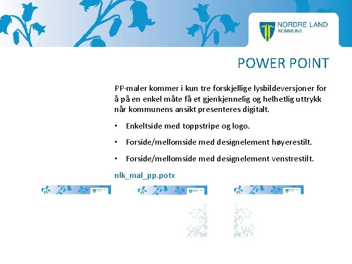 POWER POINT PP-maler kommer i kun tre forskjellige lysbildeversjoner for å på en enkel