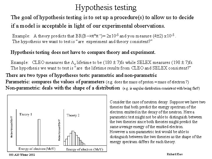 Hypothesis testing The goal of hypothesis testing is to set up a procedure(s) to