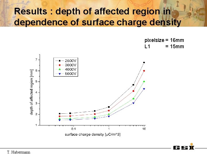 Results : depth of affected region in dependence of surface charge density pixelsize =