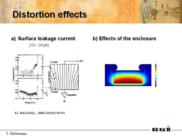 Distortion effects a) Surface leakage current (10 – 20 p. A) E. L. Hull,
