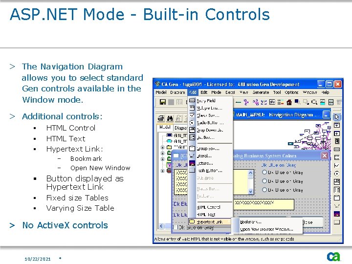 ASP. NET Mode - Built-in Controls > The Navigation Diagram allows you to select