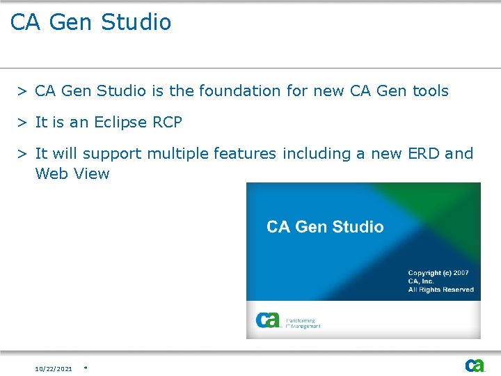 CA Gen Studio > CA Gen Studio is the foundation for new CA Gen