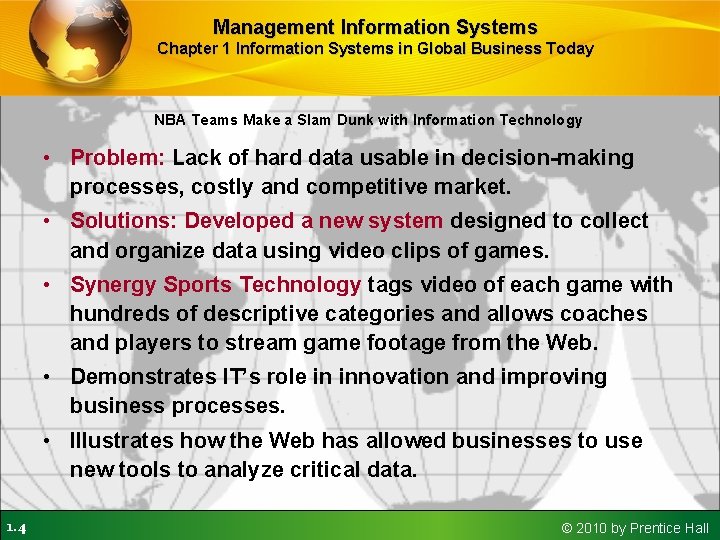 Management Information Systems Chapter 1 Information Systems in Global Business Today NBA Teams Make