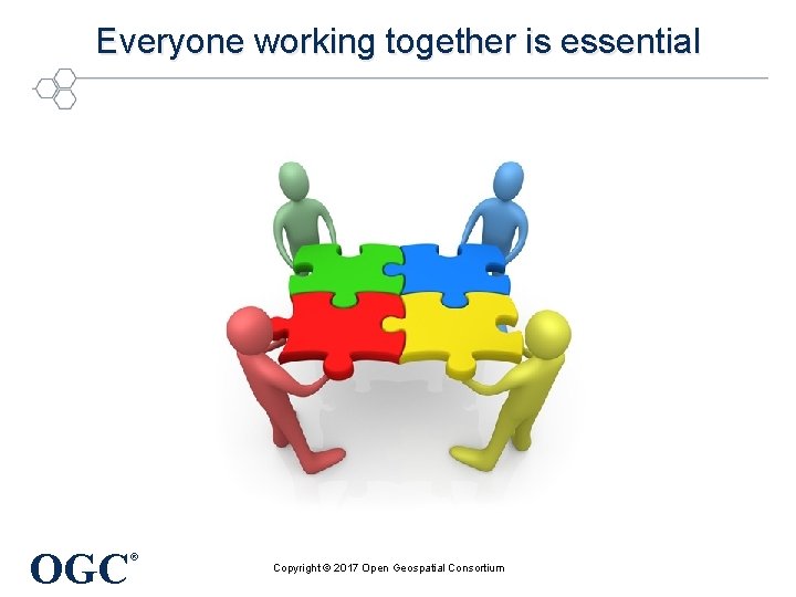 Everyone working together is essential OGC ® Copyright © 2017 Open Geospatial Consortium 