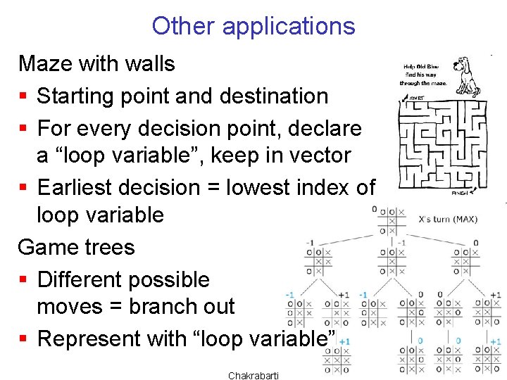 Other applications Maze with walls § Starting point and destination § For every decision