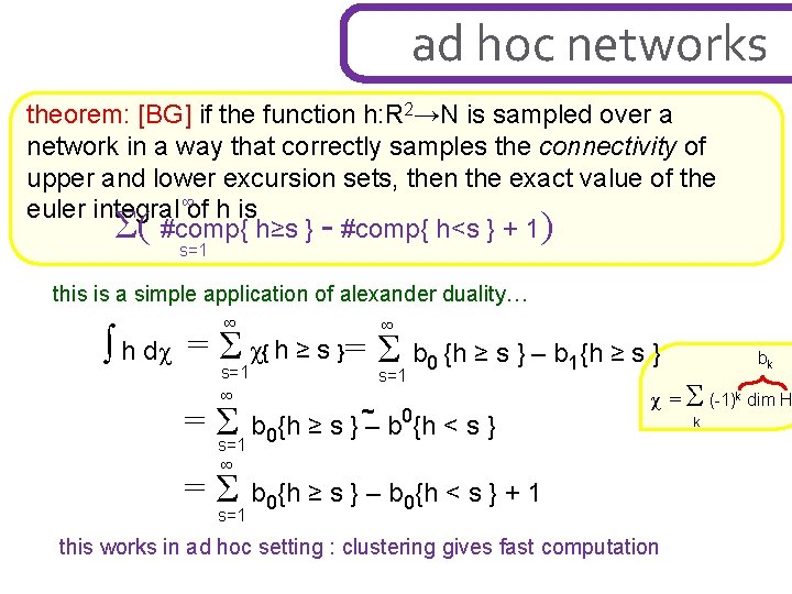 ad hoc networks theorem: [BG] if the function h: R 2→N is sampled over