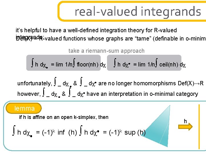real-valued integrands it’s helpful to have a well-defined integration theory for R-valued integrands: Def(X)
