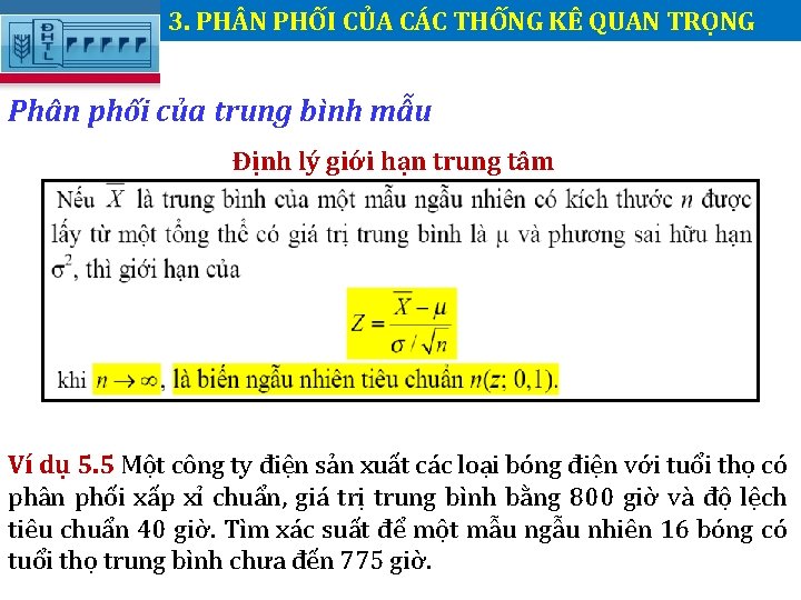 3. PH N PHỐI CỦA CÁC THỐNG KÊ QUAN TRỌNG. Phân phối của trung