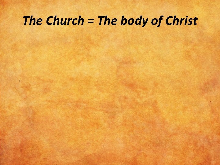 The Church = The body of Christ 