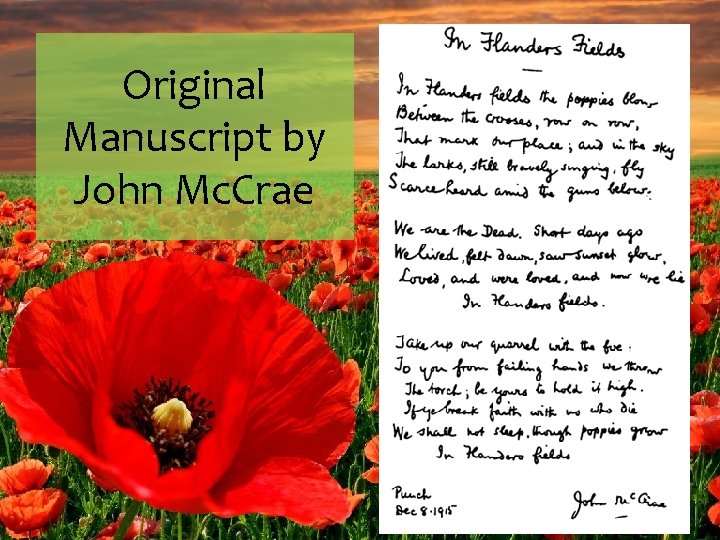 Original Manuscript by John Mc. Crae 