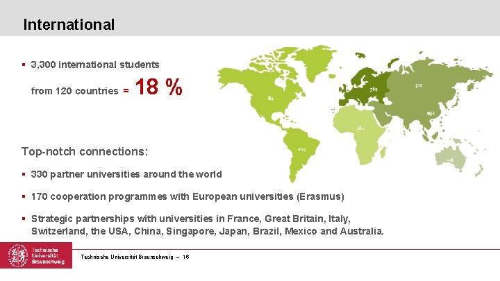 International § 3, 300 international students from 120 countries = 18 % Top-notch connections: