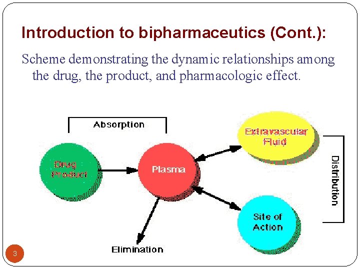 Introduction to bipharmaceutics (Cont. ): Scheme demonstrating the dynamic relationships among the drug, the