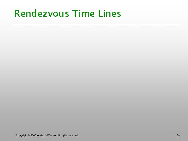 Rendezvous Time Lines Copyright © 2006 Addison-Wesley. All rights reserved. 38 