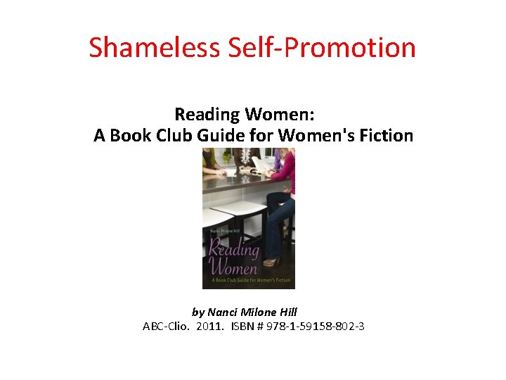 Shameless Self-Promotion Reading Women: A Book Club Guide for Women's Fiction by Nanci Milone