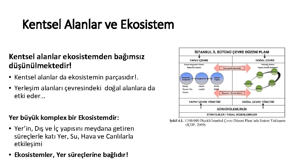 Kentsel Alanlar ve Ekosistem Kentsel alanlar ekosistemden bağımsız düşünülmektedir! • Kentsel alanlar da ekosistemin