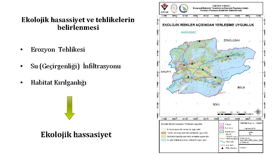 Ekolojik hasassiyet ve tehlikelerin belirlenmesi • Erozyon Tehlikesi • Su (Geçirgenliği) İnfiltrasyonu • Habitat