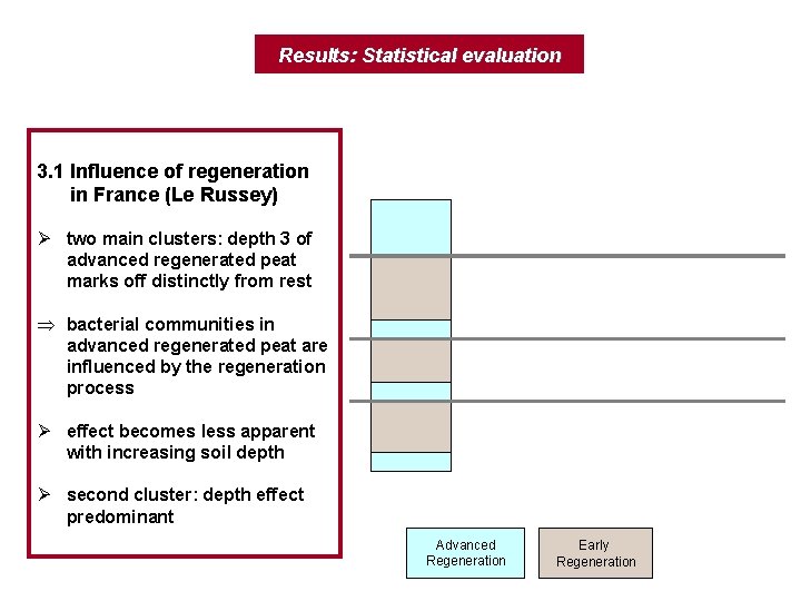 Results: Statistical evaluation 3. 1 Influence of regeneration in France (Le Russey) Ø two