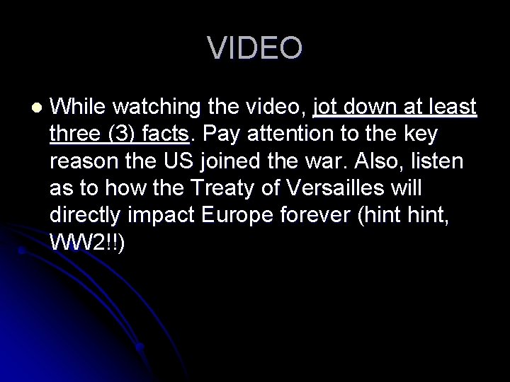 VIDEO l While watching the video, jot down at least three (3) facts. Pay