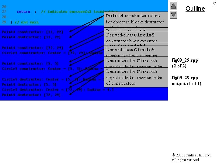 26 27 28 29 return 0; // indicates successful termination Point 4 constructor called