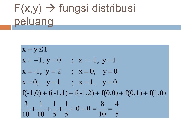 F(x, y) fungsi distribusi peluang 