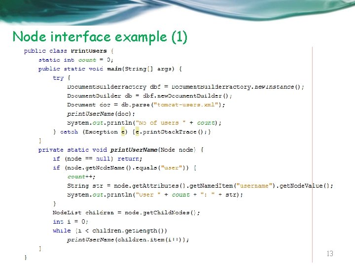 Node interface example (1) 13 