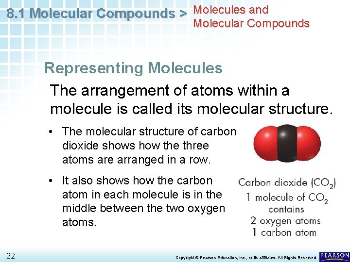 8. 1 Molecular Compounds > Molecules and Molecular Compounds Representing Molecules The arrangement of
