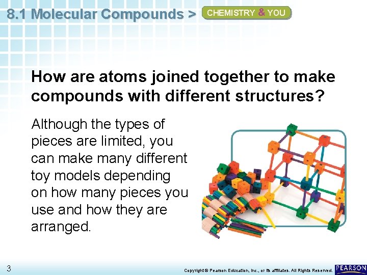 8. 1 Molecular Compounds > CHEMISTRY & YOU How are atoms joined together to