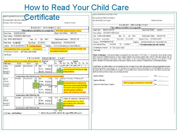 How to Read Your Child Care Certificate 