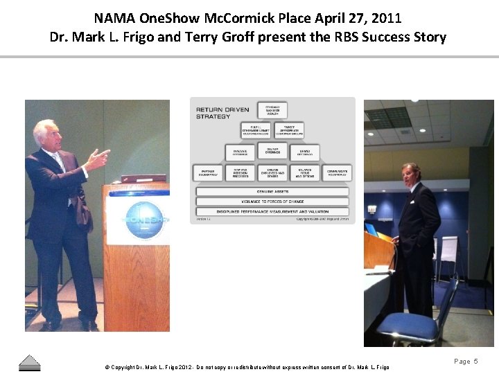 NAMA One. Show Mc. Cormick Place April 27, 2011 Dr. Mark L. Frigo and