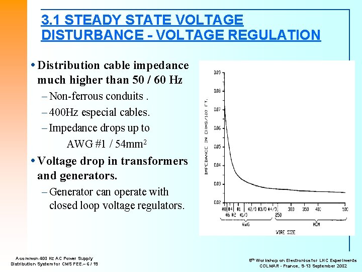 3. 1 STEADY STATE VOLTAGE DISTURBANCE - VOLTAGE REGULATION Distribution cable impedance much higher