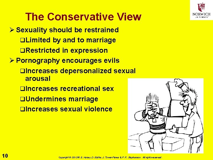 The Conservative View Ø Sexuality should be restrained q. Limited by and to marriage