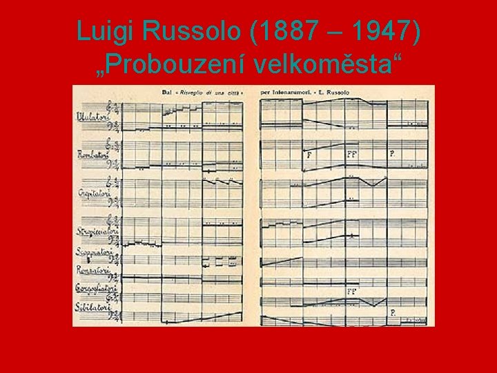 Luigi Russolo (1887 – 1947) „Probouzení velkoměsta“ 