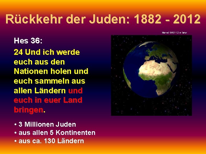 Rückkehr der Juden: 1882 - 2012 Marvel GNU 1. 2 or later Hes 36: