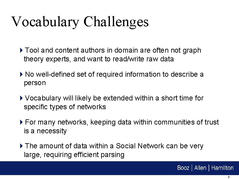 Vocabulary Challenges Tool and content authors in domain are often not graph theory experts,