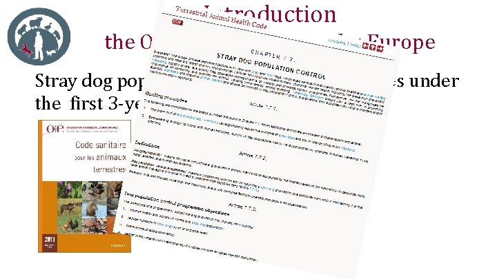 Introduction the OIE Platform on AW for Europe Stray dog population management initiatives under