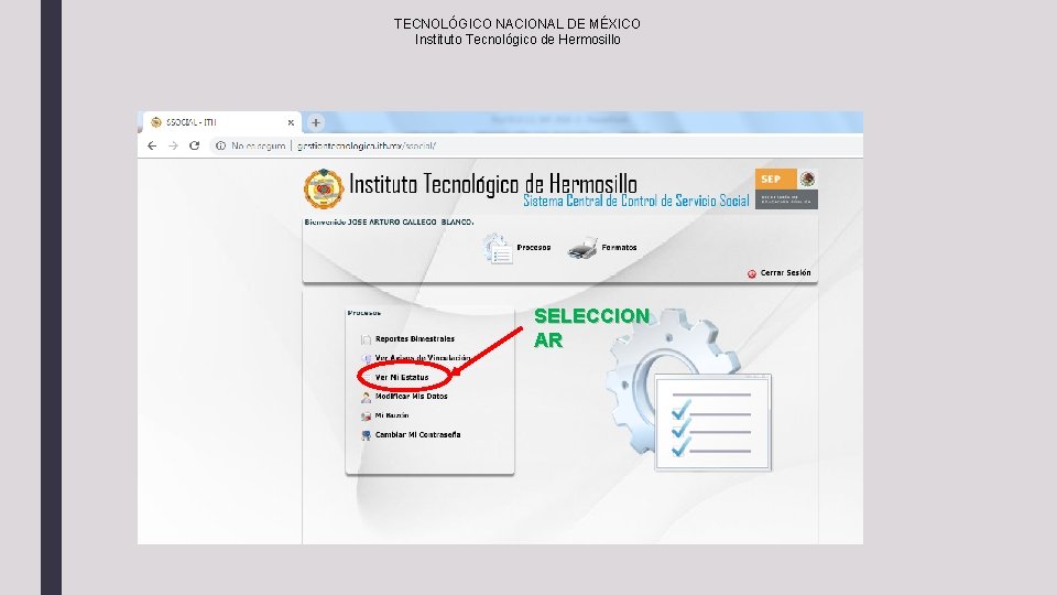 TECNOLÓGICO NACIONAL DE MÉXICO Instituto Tecnológico de Hermosillo SELECCION AR 