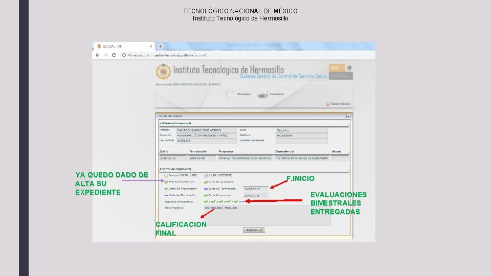 TECNOLÓGICO NACIONAL DE MÉXICO Instituto Tecnológico de Hermosillo YA QUEDO DADO DE ALTA SU