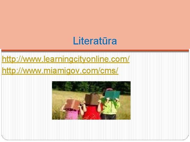 Literatūra http: //www. learningcityonline. com/ http: //www. miamigov. com/cms/ 