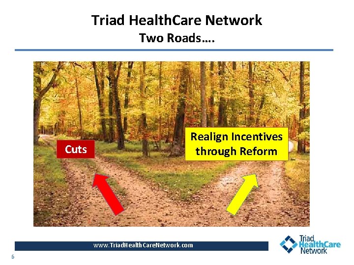 Triad Health. Care Network Two Roads…. Cuts Realign Incentives through Reform www. Triad. Health.
