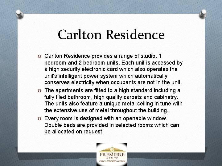 Carlton Residence O Carlton Residence provides a range of studio, 1 bedroom and 2