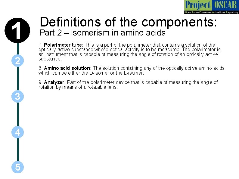 1 2 Definitions of the components: Part 2 – isomerism in amino acids 7.
