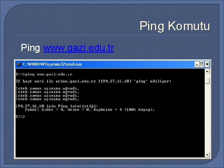 Ping Komutu Ping www. gazi. edu. tr 