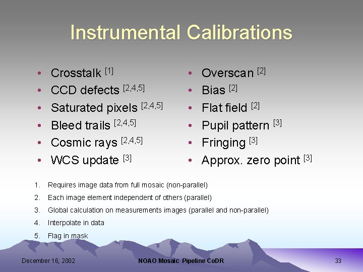 Instrumental Calibrations • • • Crosstalk [1] CCD defects [2, 4, 5] Saturated pixels