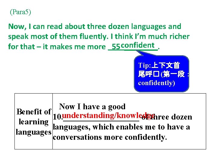 (Para 5) Now, I can read about three dozen languages and speak most of