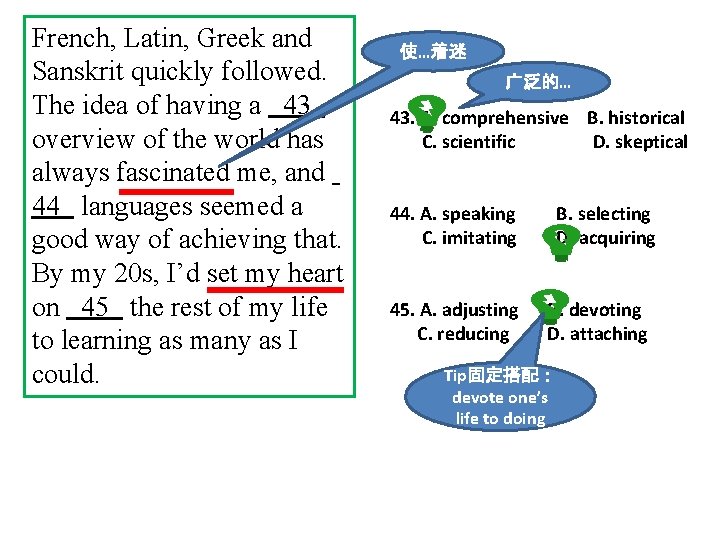 French, Latin, Greek and Sanskrit quickly followed. The idea of having a 43 overview