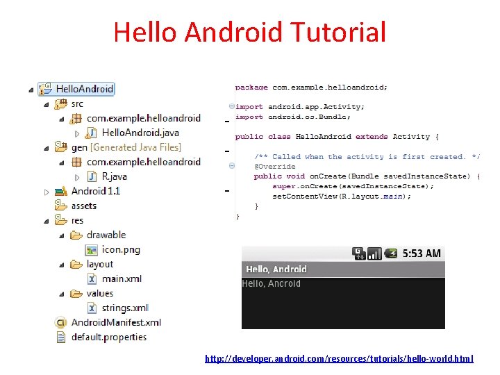 Hello Android Tutorial http: //developer. android. com/resources/tutorials/hello-world. html 